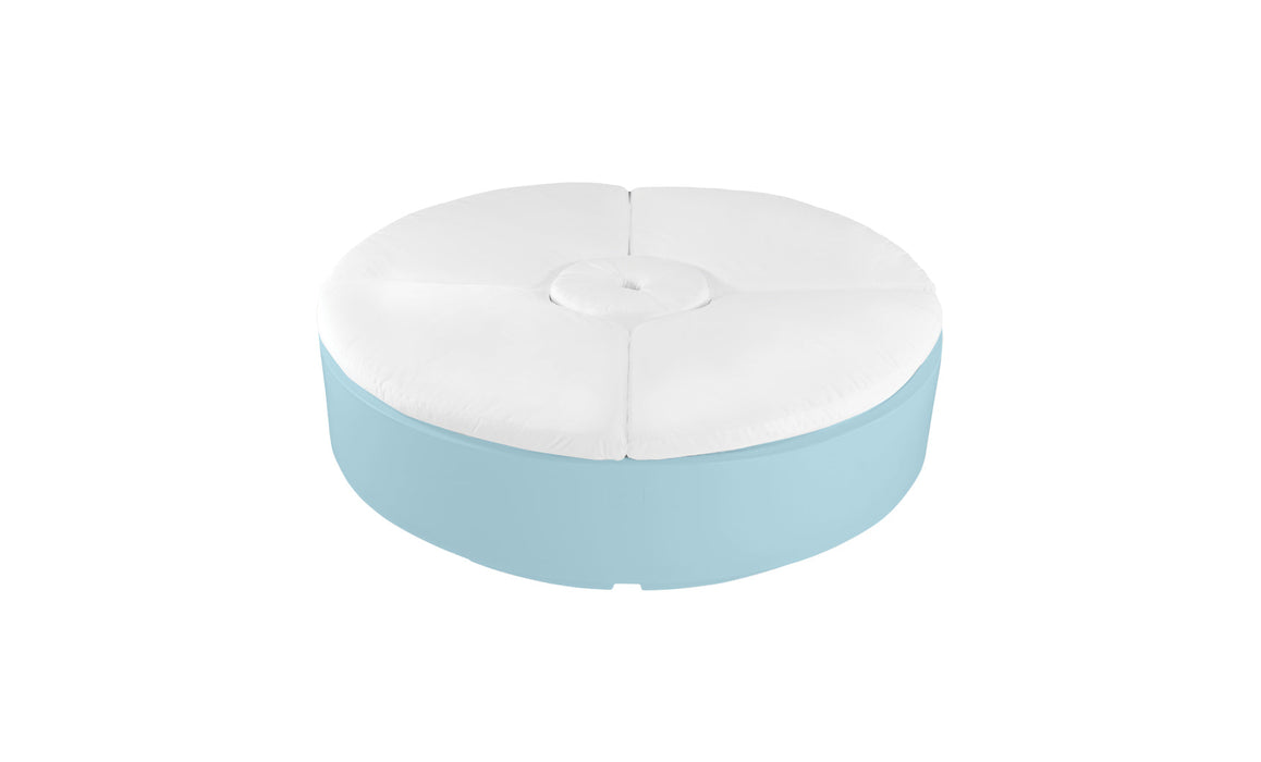 Ledge Lounger Signature 6' Round Sunbed Five Piece with Hole — Frost Base-4634 White Fabric