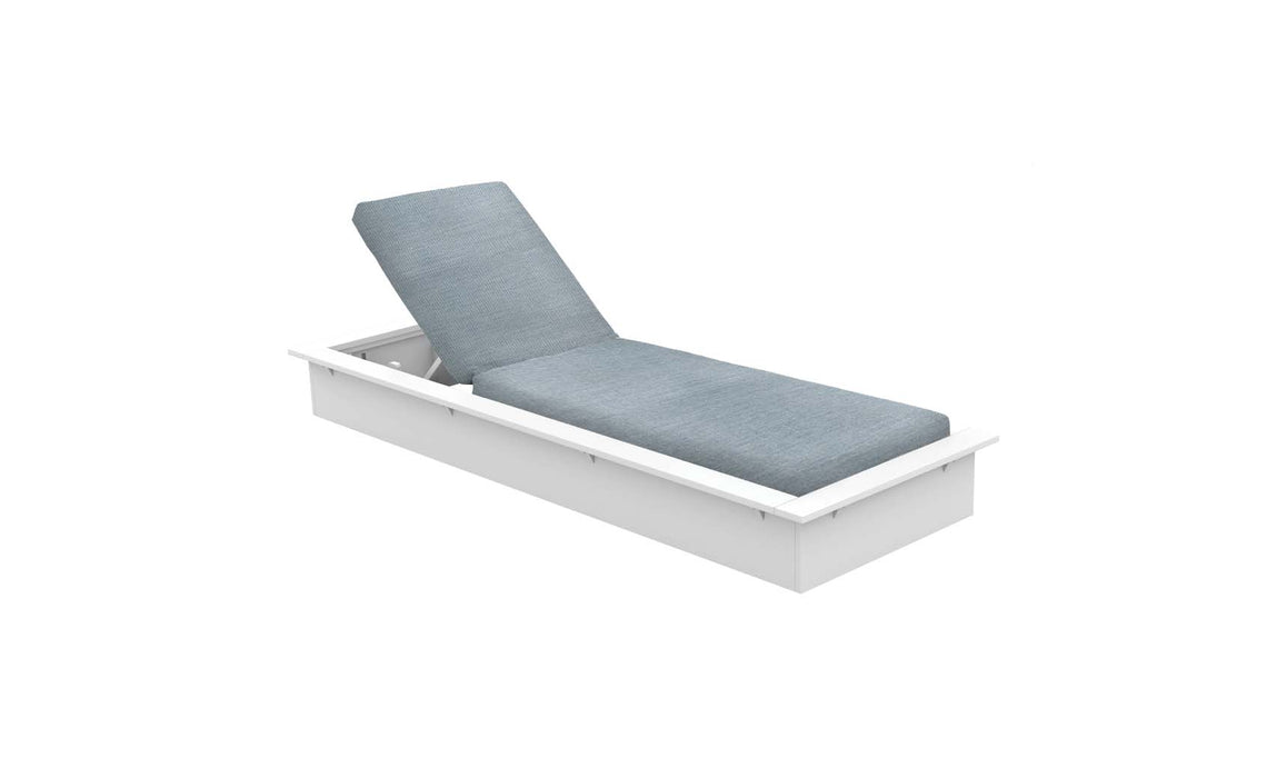 Ledge Lounger Echo Chaise — White Base-4636 Storm Fabric