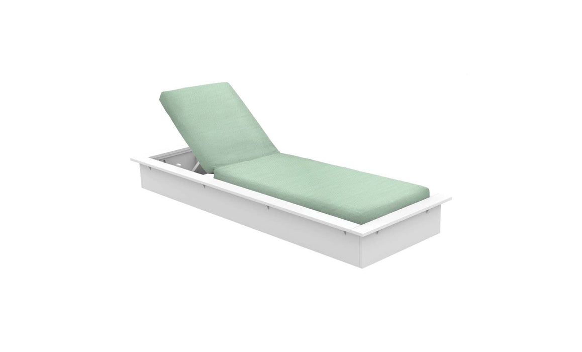 Ledge Lounger Echo Chaise — White Base-4664 Sea Fabric