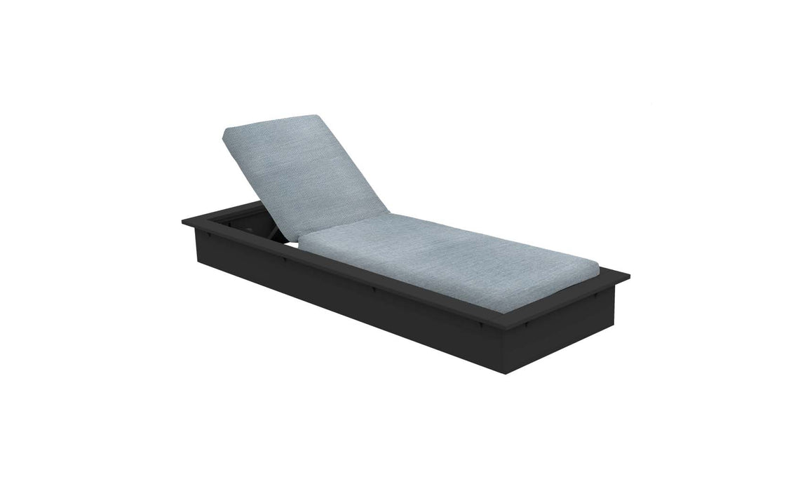Ledge Lounger Echo Chaise — Black Base-4636 Storm Fabric