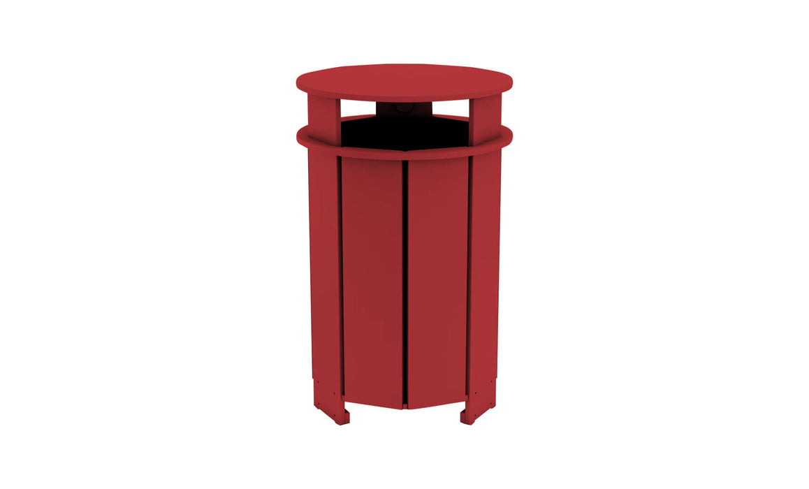 Ledge Lounger Mainstay Industrial Round Trash Bin with Liner — Red