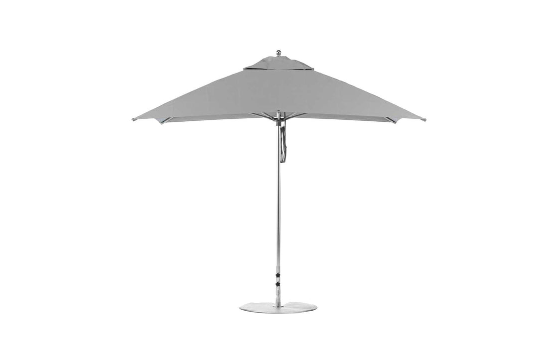Ledge Lounger Essential Umbrella 10' Square Pulley — Silver Pole-Classic Ball Finial-R138 Cadet Grey Fabric
