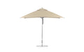 Ledge Lounger Essential Umbrella 10' Square Pulley — Silver Pole-Classic Ball Finial-R126 Linen Fabric