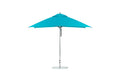 Ledge Lounger Essential Umbrella 10' Square Pulley — Silver Pole-Classic Ball Finial-R171 Turquoise Fabric