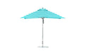 Ledge Lounger Essential Umbrella 10' Square Pulley — Silver Pole-Classic Ball Finial-R011 Turquoise Stripe Fabric