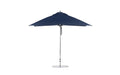 Ledge Lounger Essential Umbrella 10' Square Pulley — Silver Pole-Classic Ball Finial-R175 Captain Navy Fabric