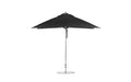 Ledge Lounger Essential Umbrella 10' Square Pulley — Silver Pole-Classic Ball Finial-R103 Black Fabric
