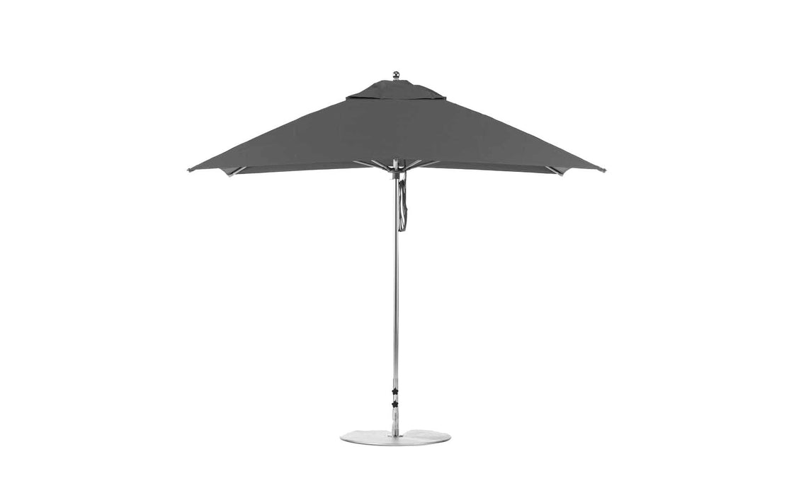 Ledge Lounger Essential Umbrella 10' Square Pulley — Silver Pole-Classic Ball Finial-R164 Charcoal Grey Fabric