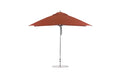 Ledge Lounger Essential Umbrella 10' Square Pulley — Silver Pole-Classic Ball Finial-R104 Terracotta Fabric