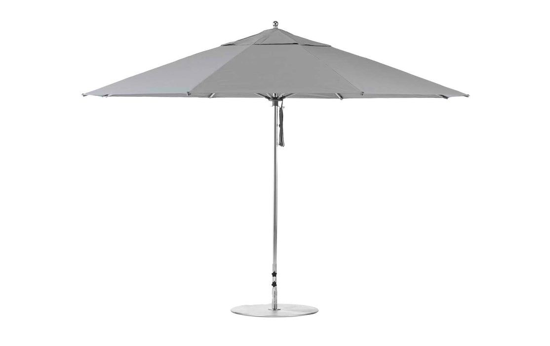 Ledge Lounger Essential Umbrella 13' Octagon Pulley — Silver Pole-Classic Ball Finial-R138 Cadet Grey Fabric