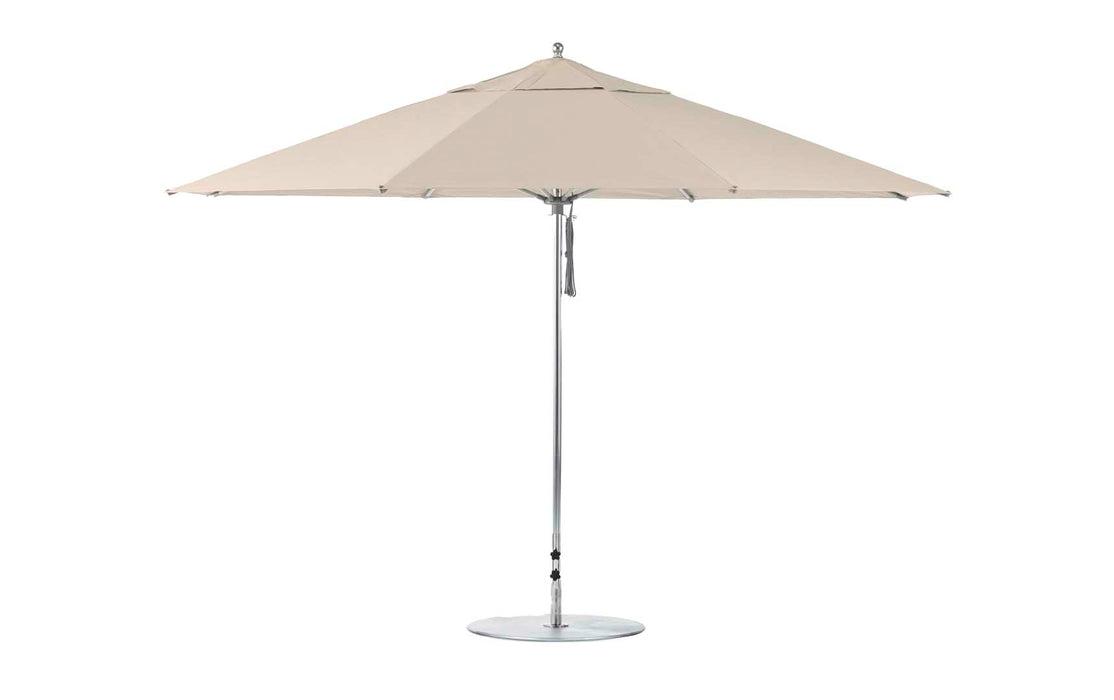 Ledge Lounger Essential Umbrella 13' Octagon Pulley — Silver Pole-Classic Ball Finial-R126 Linen Fabric