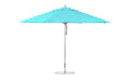 Ledge Lounger Essential Umbrella 13' Octagon Pulley — Silver Pole-Classic Ball Finial-R011 Turquoise Stripe Fabric