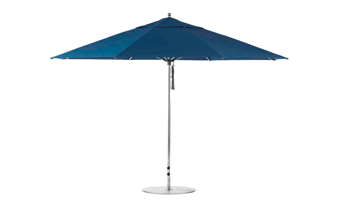 Ledge Lounger Essential Umbrella 13' Octagon Pulley — Silver Pole-Classic Ball Finial-R175 Captain Navy Fabric