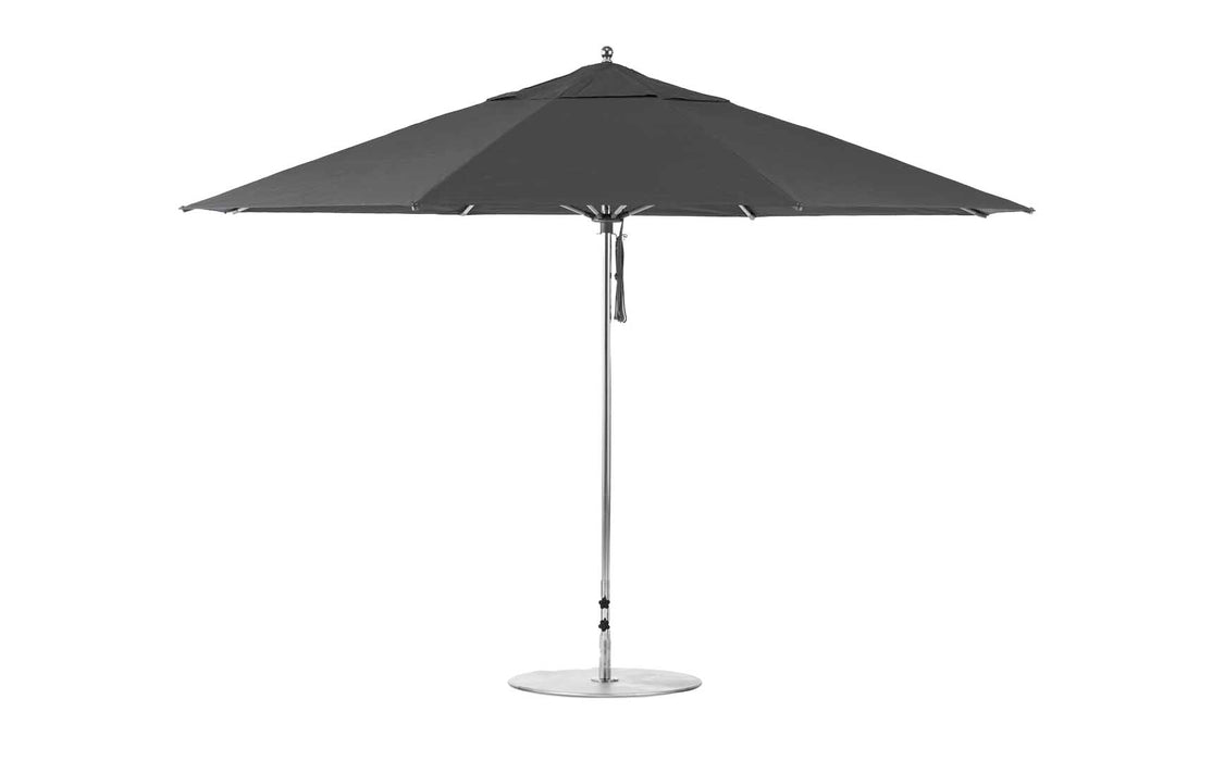 Ledge Lounger Essential Umbrella 13' Octagon Pulley — Silver Pole-Classic Ball Finial-R164 Charcoal Grey Fabric