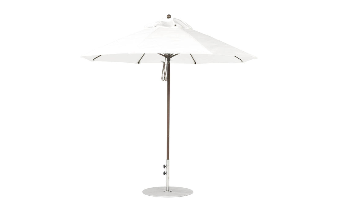 Ledge Lounger Essential Umbrella 9' Octagon Pulley — Bronze Pole-Classic Ball Finial-R099 White Fabric