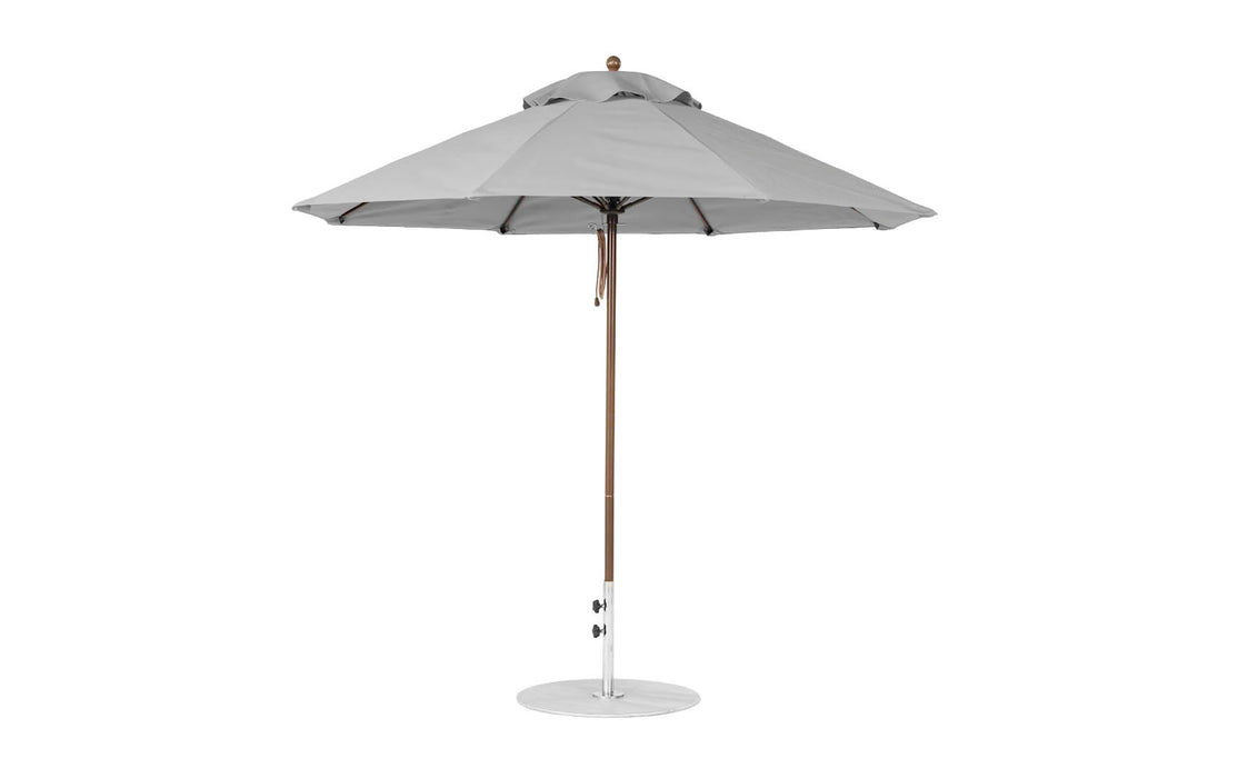 Ledge Lounger Essential Umbrella 9' Octagon Pulley — Bronze Pole-Classic Ball Finial-R138 Cadet Grey Fabric