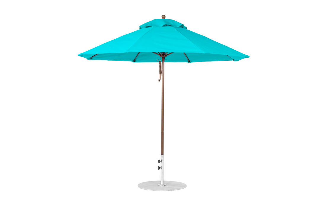 Ledge Lounger Essential Umbrella 9' Octagon Pulley — Bronze Pole-Classic Ball Finial-R171 Turquoise Fabric