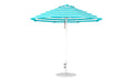 Ledge Lounger Essential Umbrella 9' Octagon Pulley — White Pole-Classic Ball Finial-R011 Turquoise Stripe Fabric