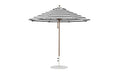 Ledge Lounger Essential Umbrella 9' Octagon Pulley — Bronze Pole-Classic Ball Finial-R017 Black Stripe Fabric