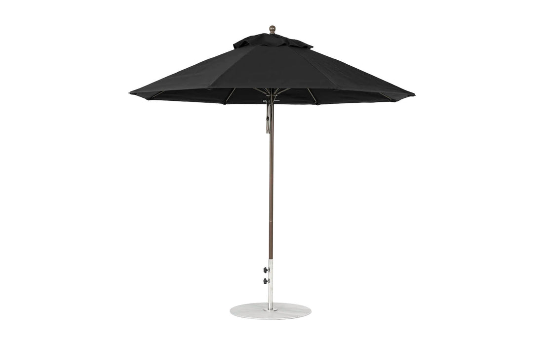 Ledge Lounger Essential Umbrella 9' Octagon Pulley — Bronze Pole-Classic Ball Finial-R103 Black Fabric