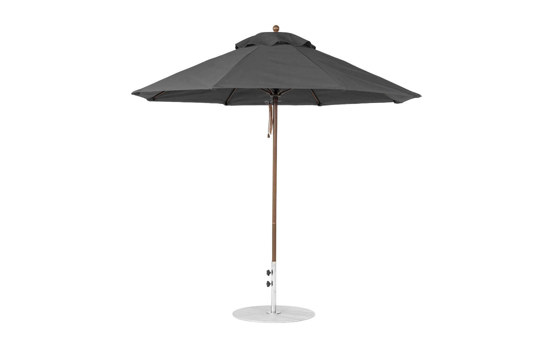 Ledge Lounger Essential Umbrella 9' Octagon Pulley — Bronze Pole-Classic Ball Finial-R164 Charcoal Grey Fabric
