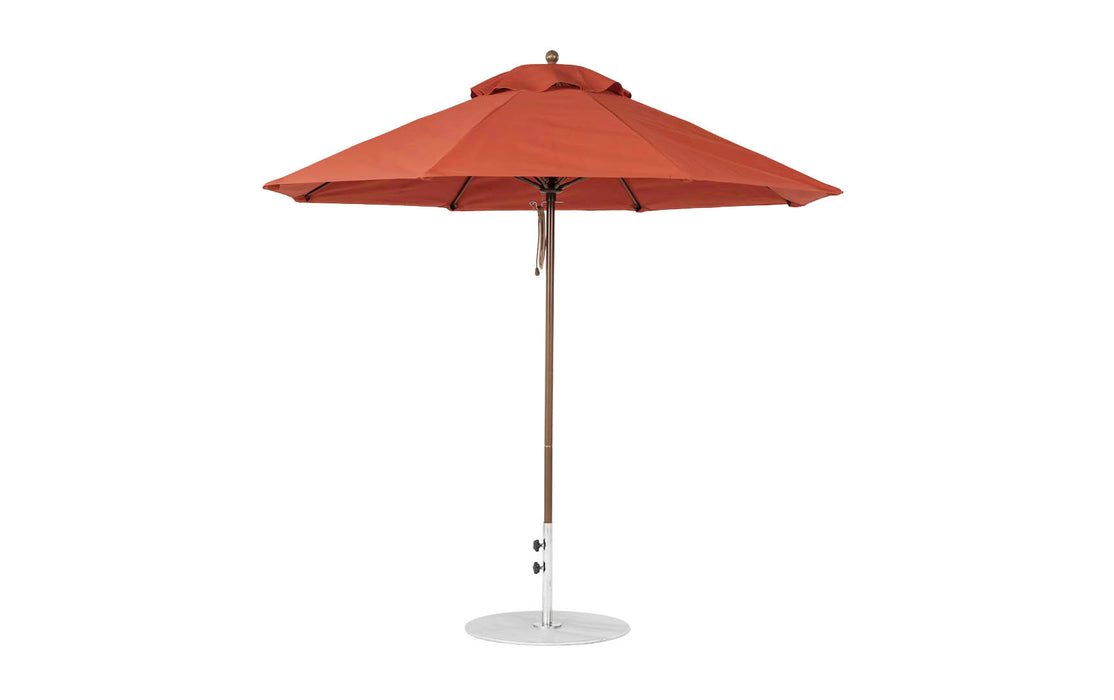 Ledge Lounger Essential Umbrella 9' Octagon Pulley — Bronze Pole-Classic Ball Finial-R104 Terracotta Fabric