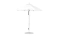 Ledge Lounger Essential Umbrella 7.5' Octagon Pulley — Matte Silver Pole-Classic Ball Finial-R099 White Fabric