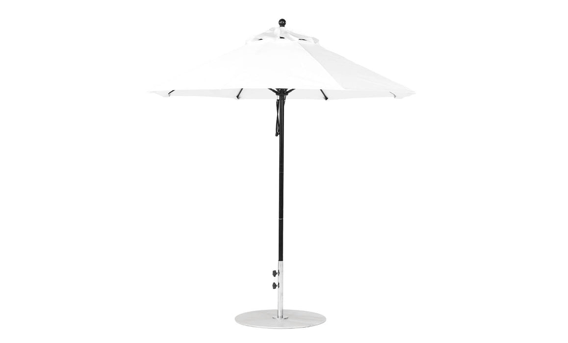 Ledge Lounger Essential Umbrella 7.5' Octagon Pulley — Black Pole-Classic Ball Finial-R099 White Fabric