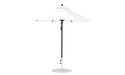 Ledge Lounger Essential Umbrella 7.5' Octagon Pulley — Black Pole-Classic Ball Finial-R099 White Fabric