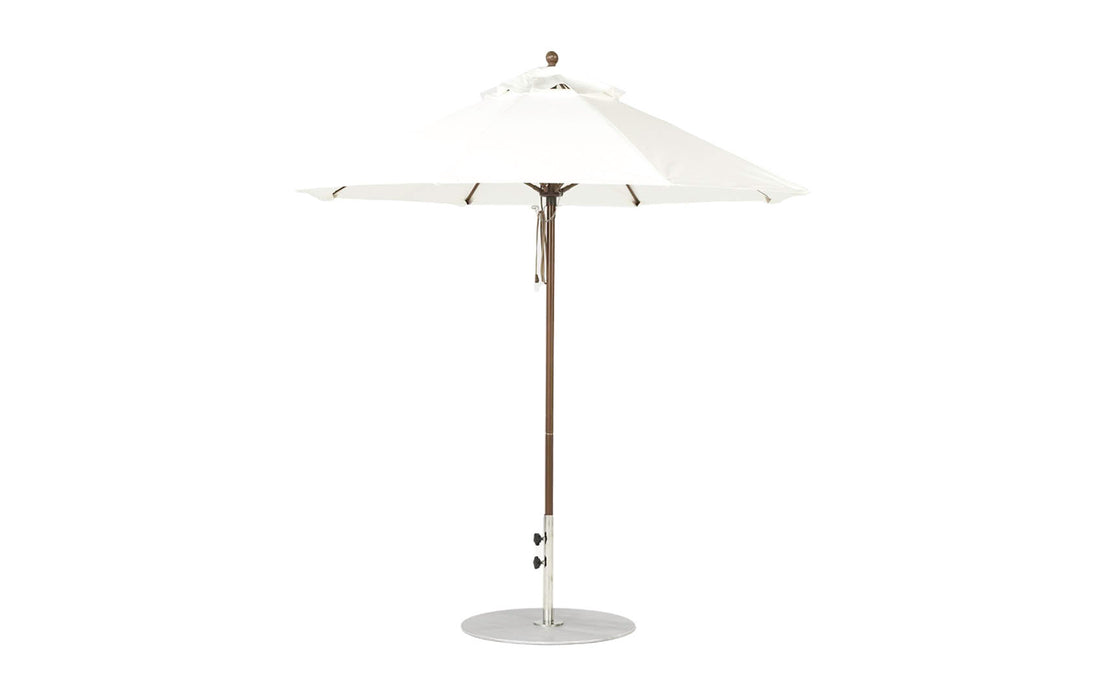 Ledge Lounger Essential Umbrella 7.5' Octagon Pulley — Bronze Pole-Classic Ball Finial-R099 White Fabric