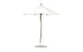 Ledge Lounger Essential Umbrella 7.5' Octagon Pulley — Bronze Pole-Classic Ball Finial-R099 White Fabric
