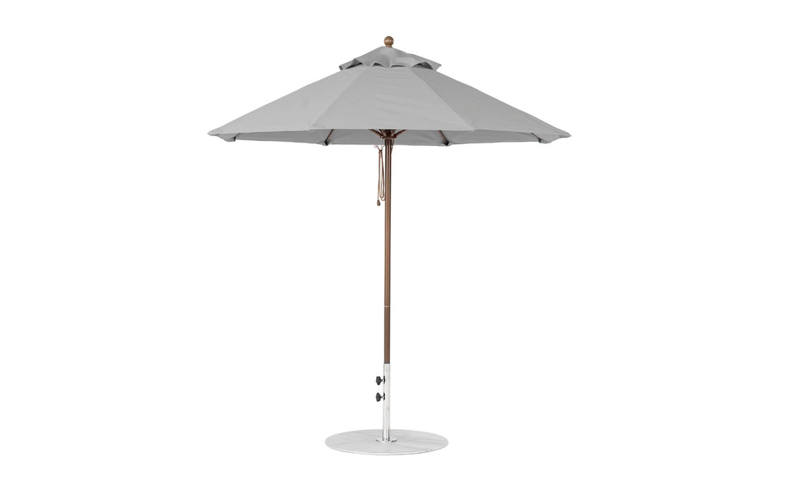 Ledge Lounger Essential Umbrella 7.5' Octagon Pulley — Bronze Pole-Classic Ball Finial-R138 Cadet Grey Fabric