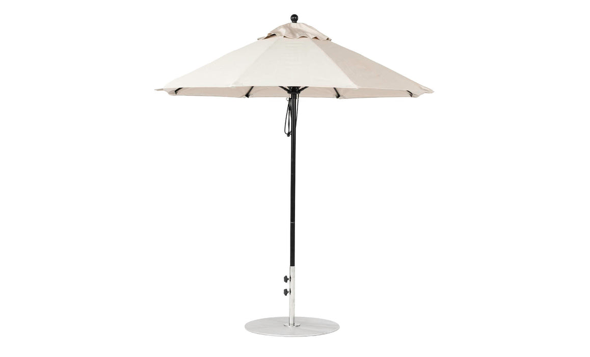 Ledge Lounger Essential Umbrella 7.5' Octagon Pulley — Black Pole-Classic Ball Finial-R126 Linen Fabric