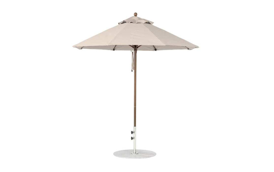Ledge Lounger Essential Umbrella 7.5' Octagon Pulley — Bronze Pole-Classic Ball Finial-R126 Linen Fabric