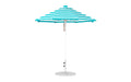 Ledge Lounger Essential Umbrella 7.5' Octagon Pulley — White Pole-Classic Ball Finial-R011 Turquoise Stripe Fabric