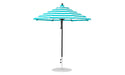 Ledge Lounger Essential Umbrella 7.5' Octagon Pulley — Black Pole-Classic Ball Finial-R011 Turquoise Stripe Fabric