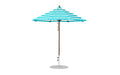 Ledge Lounger Essential Umbrella 7.5' Octagon Pulley — Bronze Pole-Classic Ball Finial-R011 Turquoise Stripe Fabric