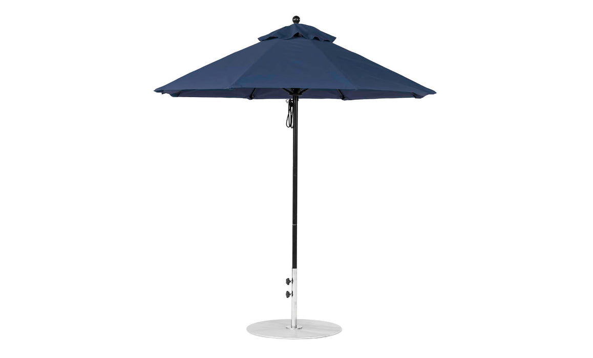 Ledge Lounger Essential Umbrella 7.5' Octagon Pulley — Black Pole-Classic Ball Finial-R175 Captain Navy Fabric
