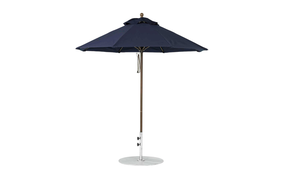 Ledge Lounger Essential Umbrella 7.5' Octagon Pulley — Bronze Pole-Classic Ball Finial-R175 Captain Navy Fabric