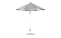 Ledge Lounger Essential Umbrella 7.5' Octagon Pulley — White Pole-Classic Ball Finial-R017 Black Stripe Fabric