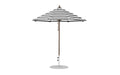 Ledge Lounger Essential Umbrella 7.5' Octagon Pulley — Bronze Pole-Classic Ball Finial-R017 Black Stripe Fabric