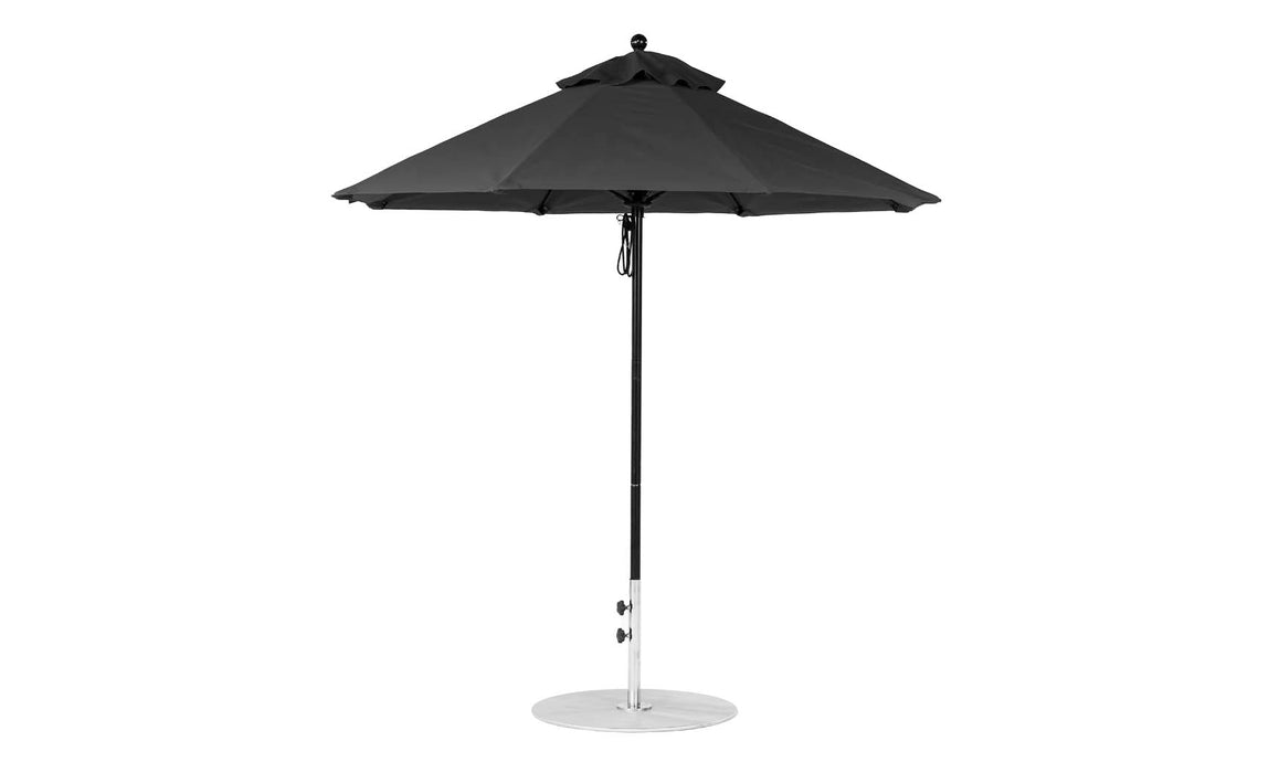 Ledge Lounger Essential Umbrella 7.5' Octagon Pulley — Black Pole-Classic Ball Finial-R103 Black Fabric
