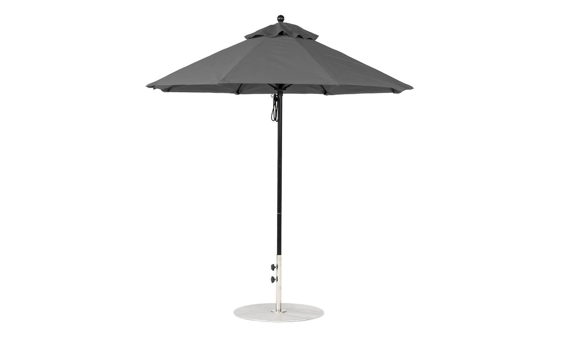 Ledge Lounger Essential Umbrella 7.5' Octagon Pulley — Black Pole-Classic Ball Finial-R164 Charcoal Grey Fabric