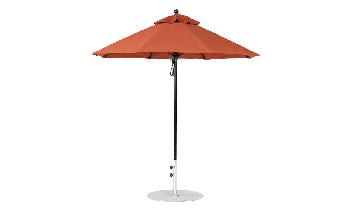 Ledge Lounger Essential Umbrella 7.5' Octagon Pulley — Black Pole-Classic Ball Finial-R104 Terracotta Fabric