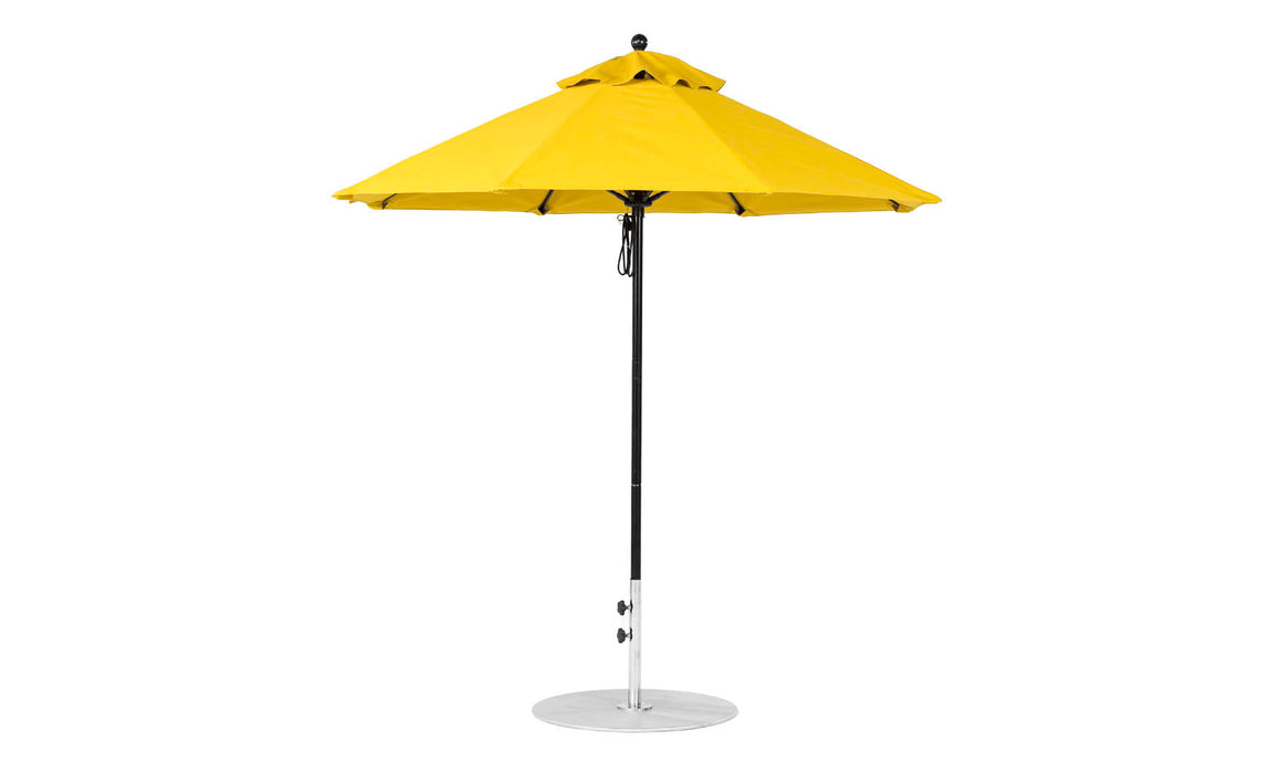 Ledge Lounger Essential Umbrella 7.5' Octagon Pulley — Black Pole-Classic Ball Finial-R554 Sunflower Yellow Fabric