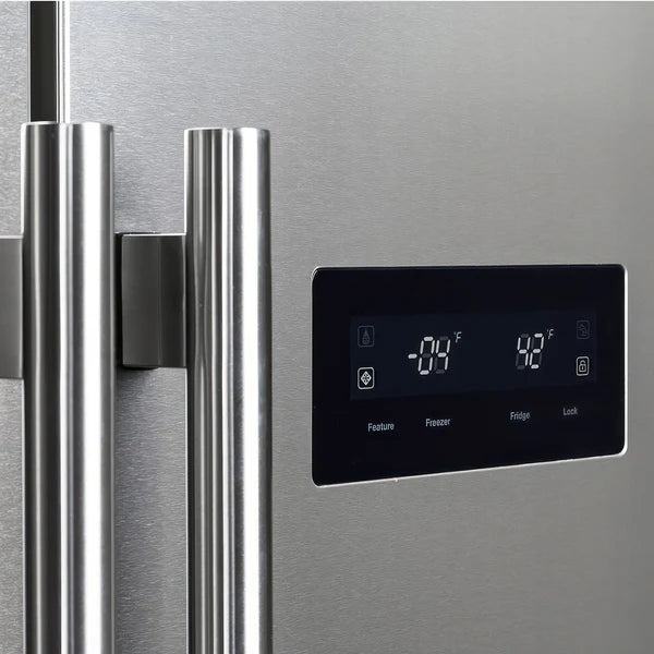 Forno Salerno 33-Inch 15.6 cu.ft Built-in Refrigerator with Modern Decorative Grill in Stainless Steel (FFRBI1805-37MG) FORNO