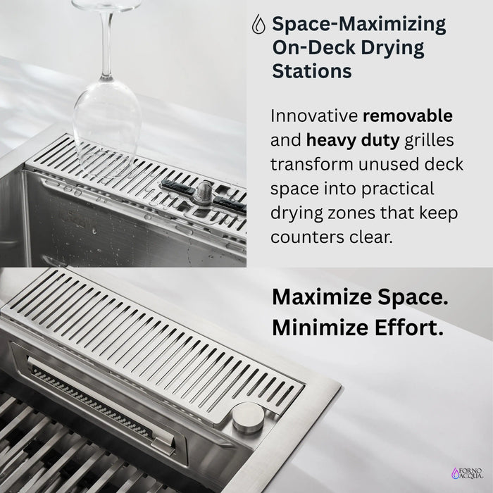 Forno Acqua 45-Inch Drop-In/Undermount 3-Level Workstation Sink with Two Faucets & Glass Rinser (J-WP30)