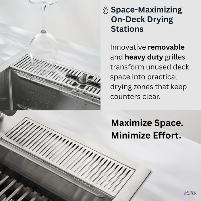 Forno Acqua 33-Inch Drop-In/Undermount 3-Level Workstation with Retractable Faucet & Glass Rinser (D-ZP30)