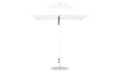 Ledge Lounger Essential Umbrella 7.5' Square Version 2 Pulley — White Pole-Classic Ball Finial-R099 White Fabric