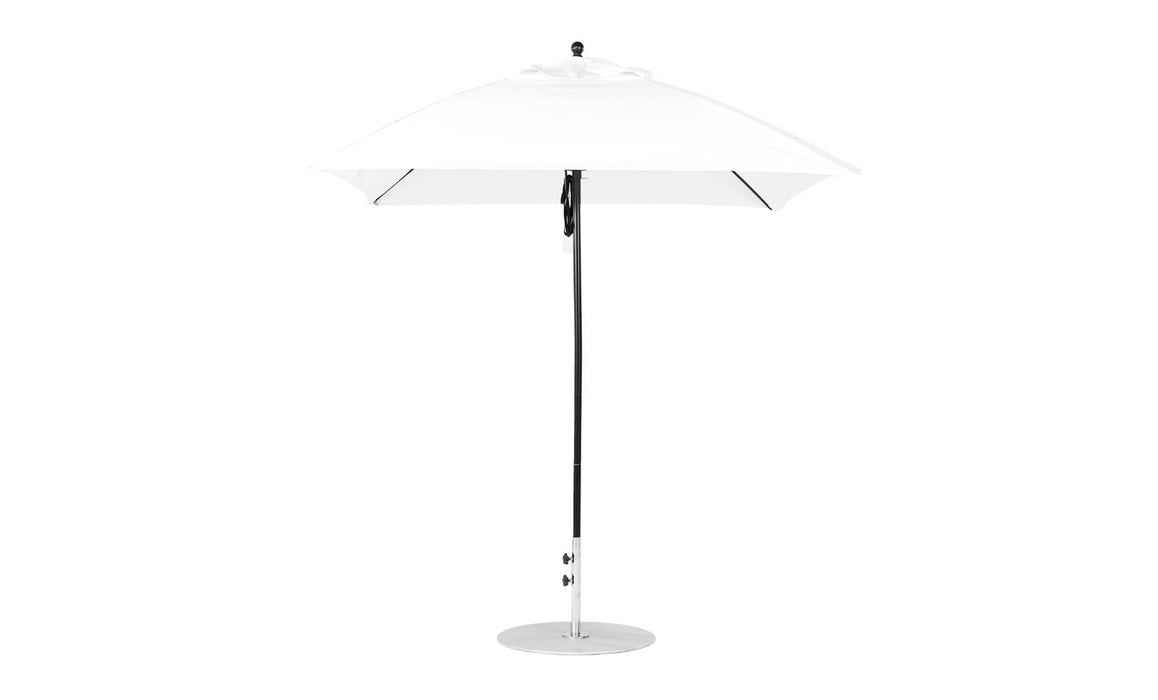 Ledge Lounger Essential Umbrella 7.5' Square Version 2 Pulley — Black Pole-Classic Ball Finial-R099 White Fabric